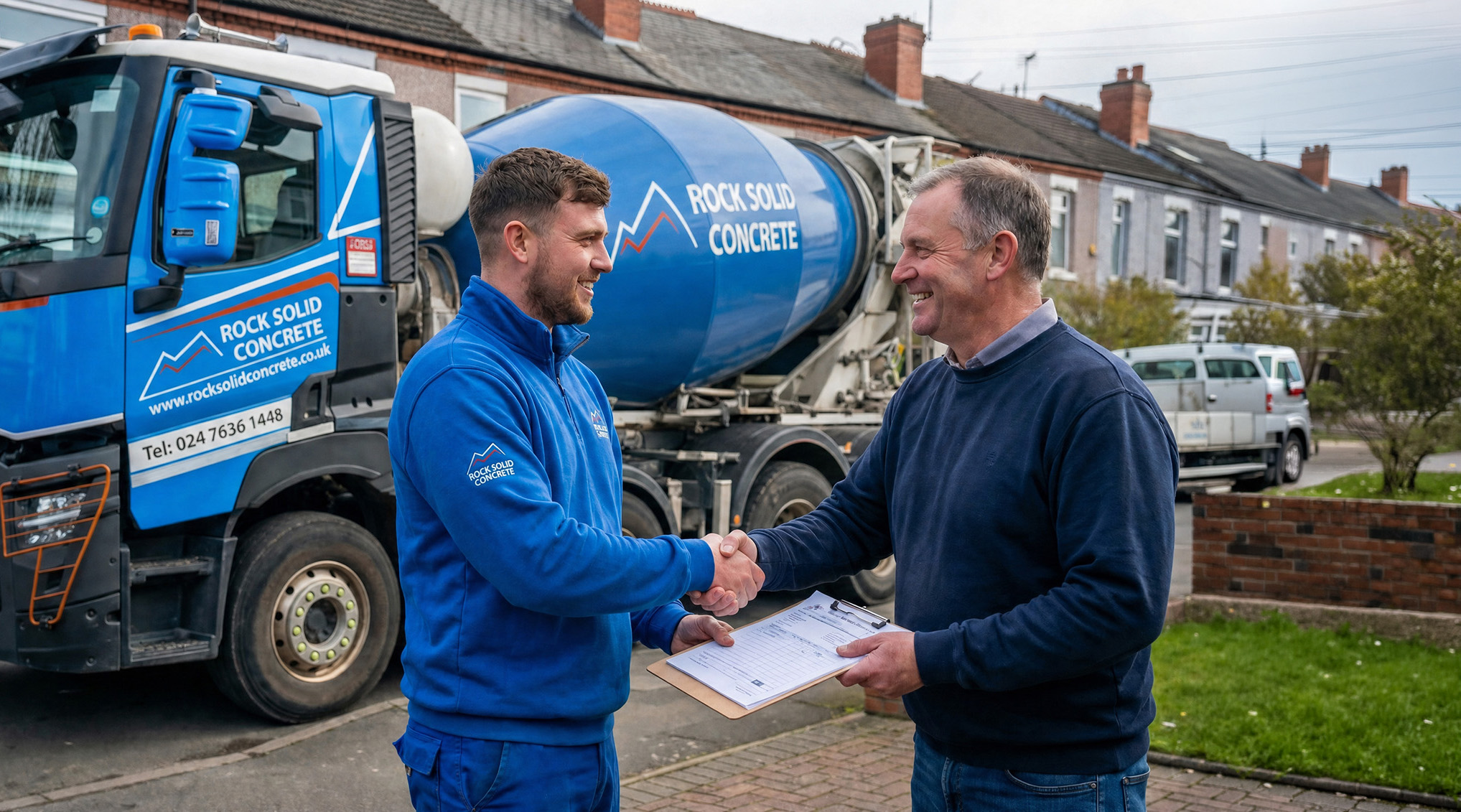 Rock Solid Concrete mixer truck delivering ready-mix concrete
