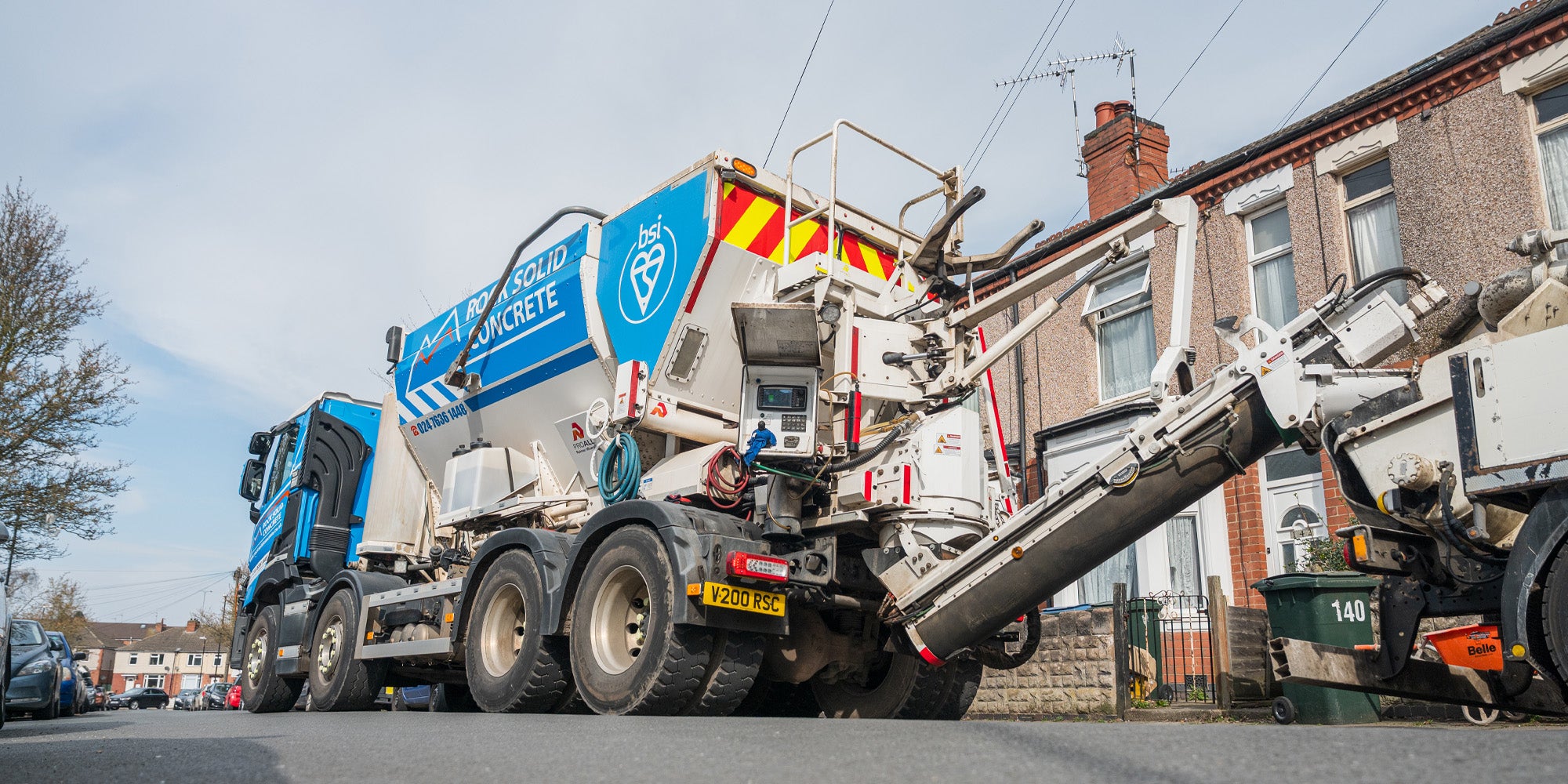 Concrete being discharged on site